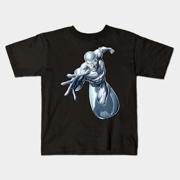 Silver Surfer Fly Kids T-Shirt by cindo.cindoan